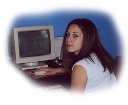 Lindsay working at computer